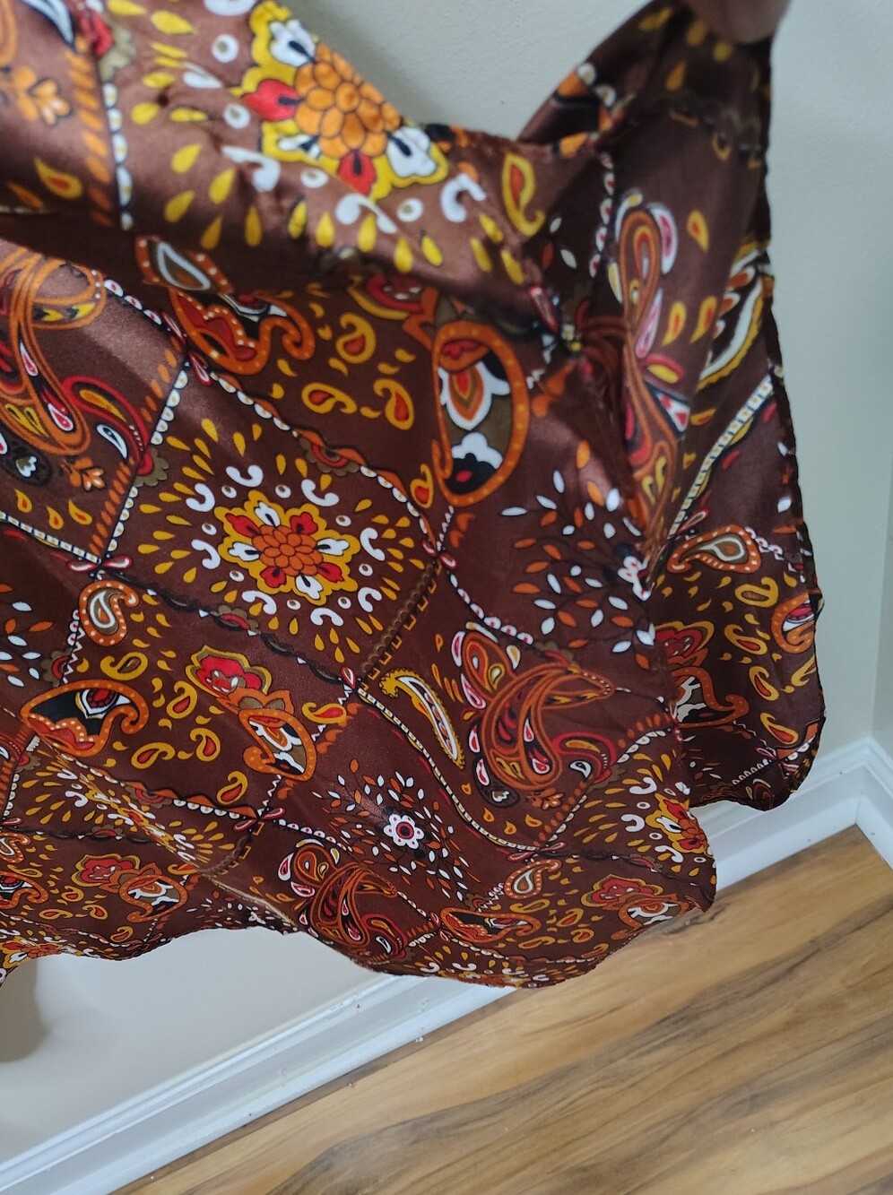 Winlar NWT One Size Brown Paisley Caftan Kaftan Maxi Cover Up Resort Dress - Picture 4 of 5